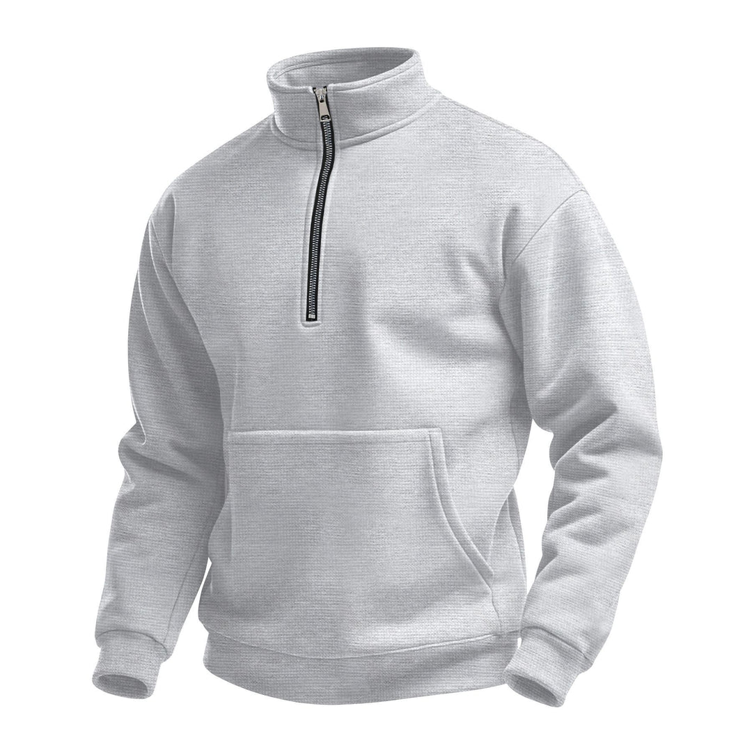 Herren nan Zip-Hoodie mit halbem Reißverschluss Stehkragen und Kängurutasche Drune