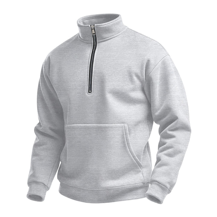 Herren nan Zip-Hoodie mit halbem Reißverschluss Stehkragen und Kängurutasche Drune