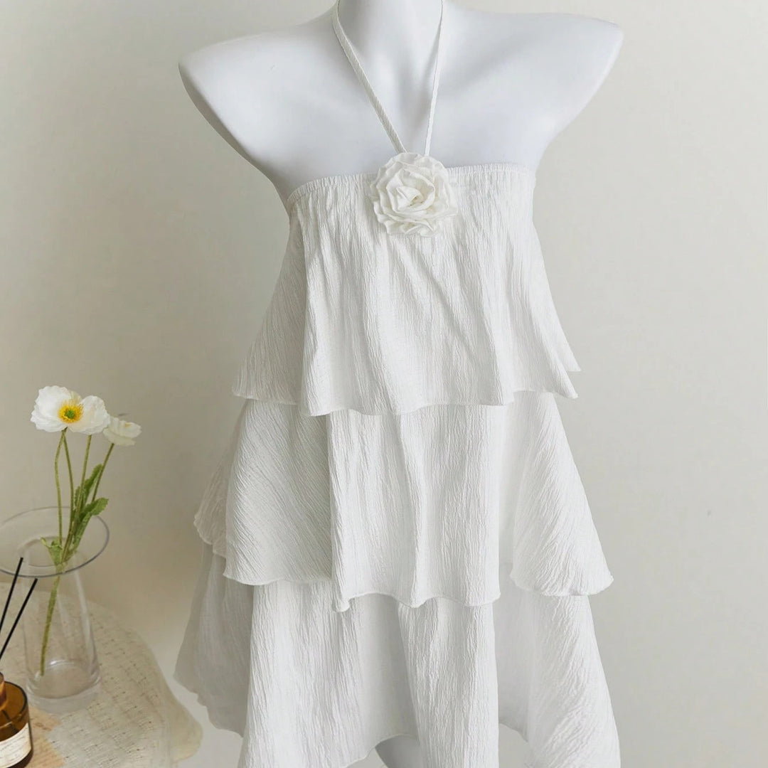 Damen luftiges Strandkleid mit Rüschendetails Drune