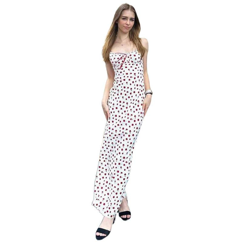 Damen Maxikleid mit verspieltem Blumendruck und verstellbaren Trägern Drune