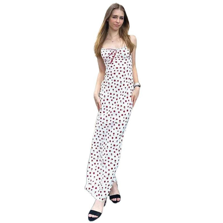 Damen Maxikleid mit verspieltem Blumendruck und verstellbaren Trägern Drune