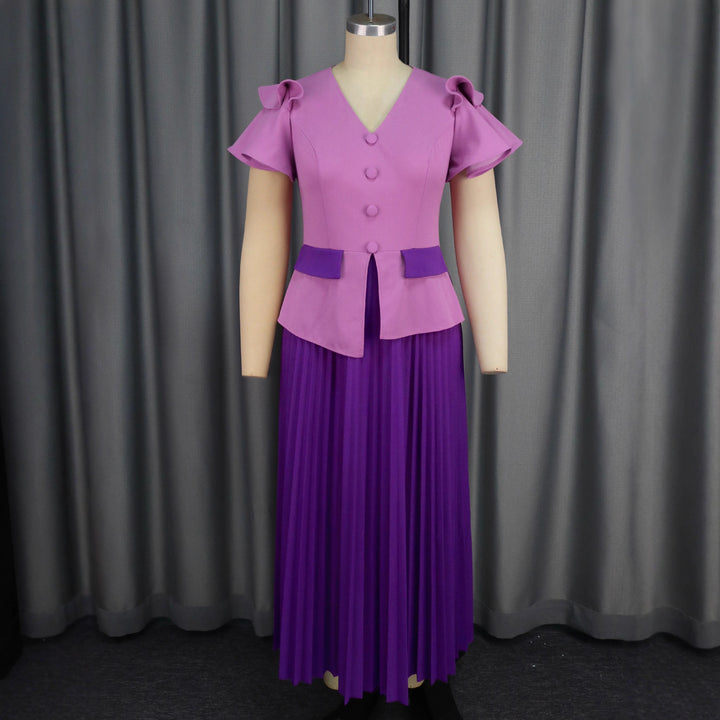Damen Elegantes Set aus Blusentop und plissiertem Rock Drune