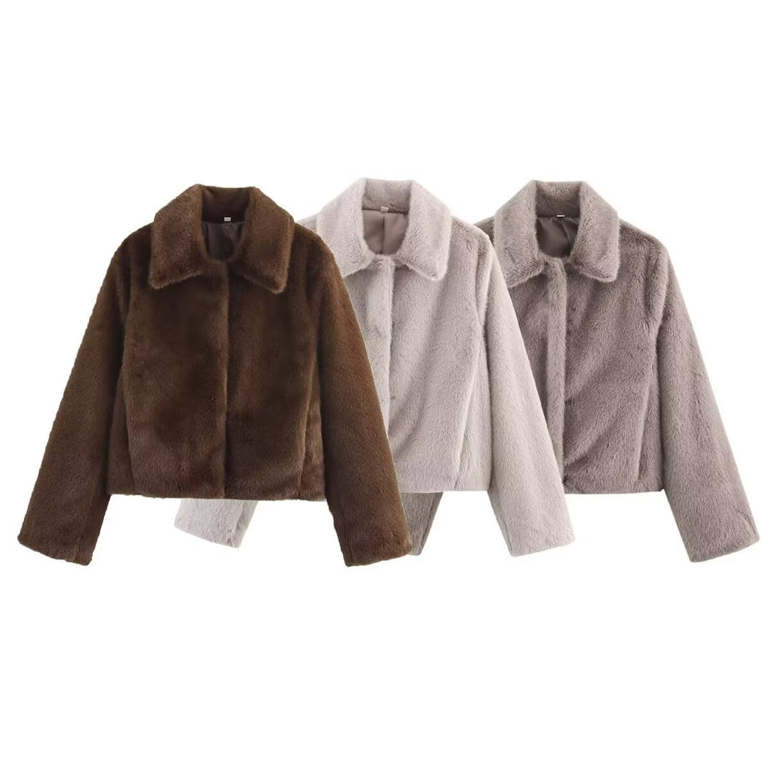 Damen kuschelige Kunstpelzjacke Drune