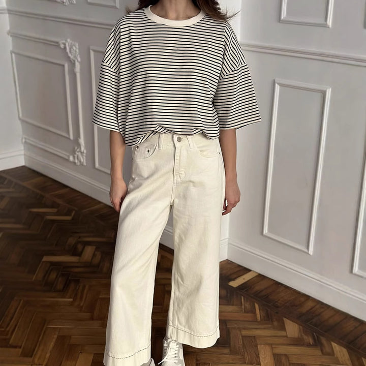 Damen Oversized Streifen-T-Shirt Drune