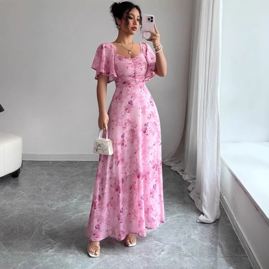 Damen Maxikleid mit fließendem Schnitt und romantischem Blumenmuster Drune