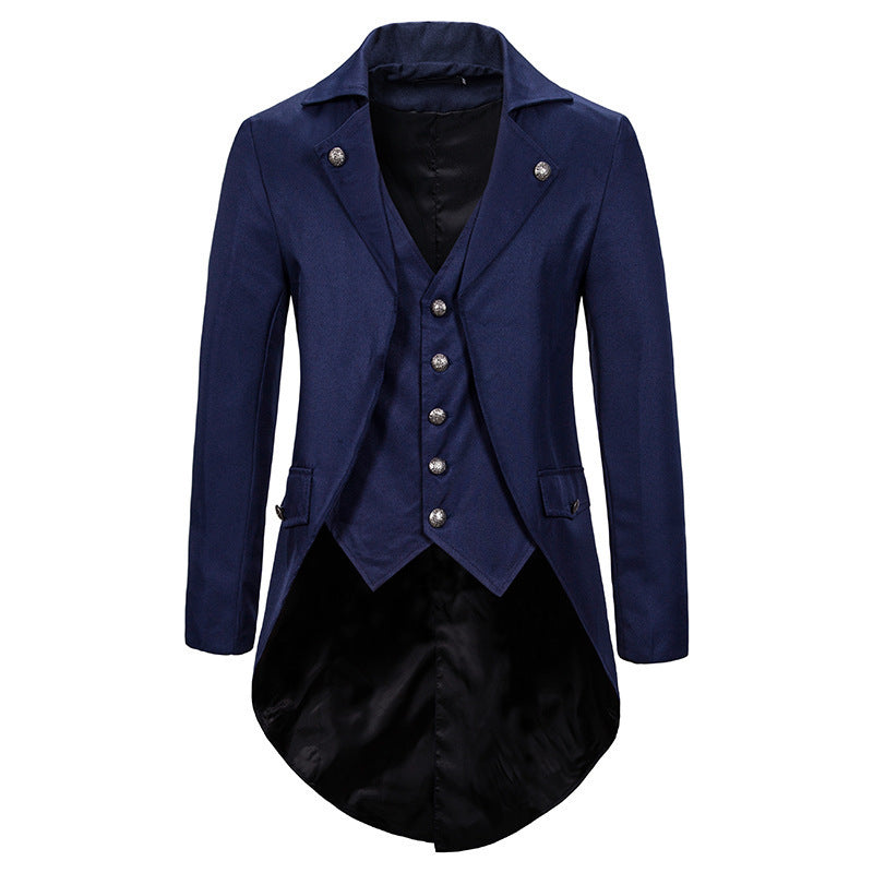 Herren eleganter Anzugmantel mit asymmetrischem Schnitt und feinen Details Drune