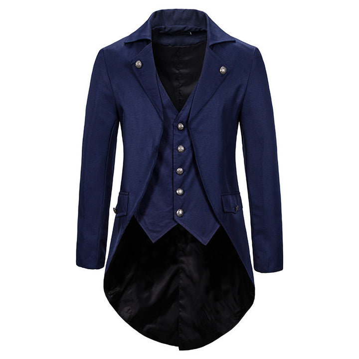 Herren eleganter Anzugmantel mit asymmetrischem Schnitt und feinen Details Drune