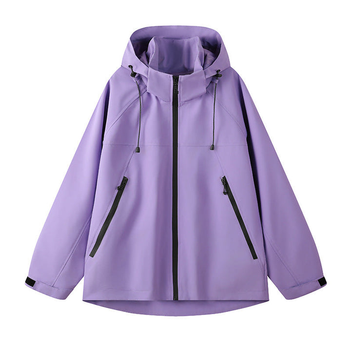 Damen technische Outdoor-Jacke mit verstellbarer Kapuze und funktionalen Reißverschlusstaschen Drune