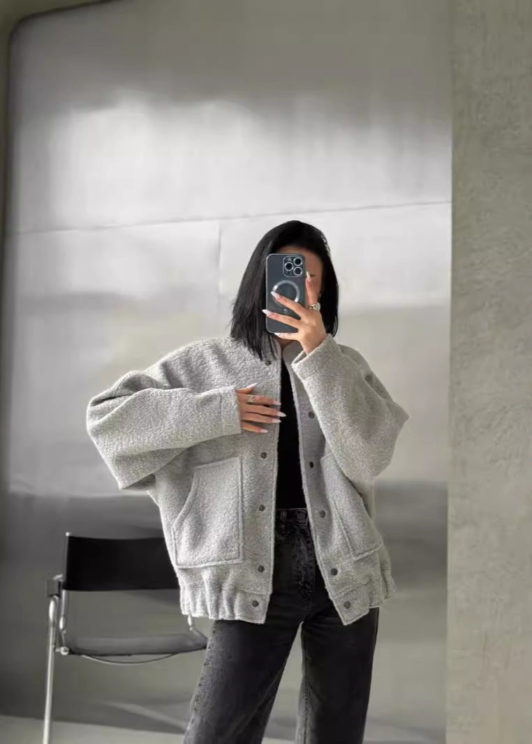 Drune | Oversized Fleece Druckknopfjacke