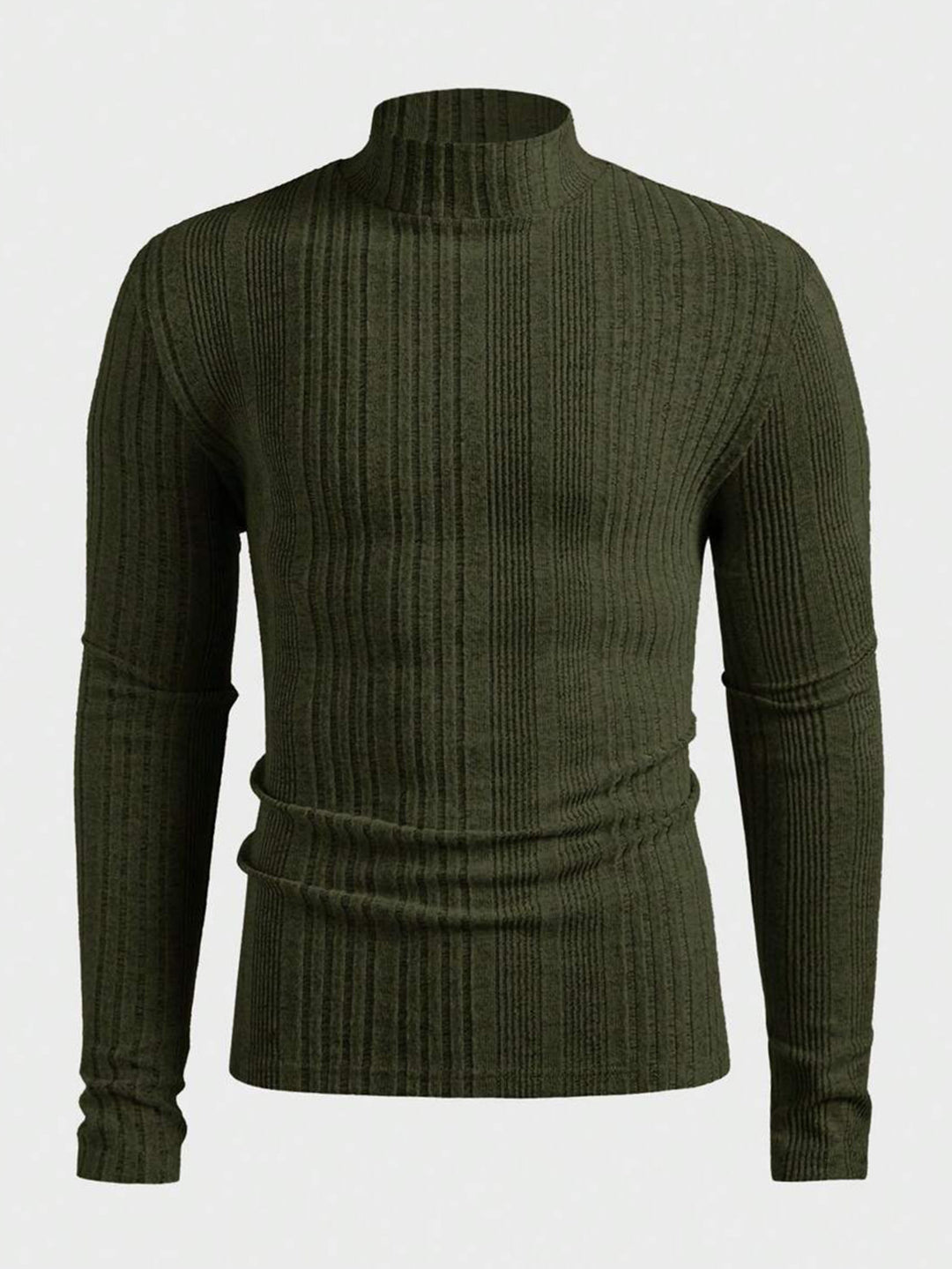 Herren Strickpullover mit hohem Kragen und Rippstruktur Drune