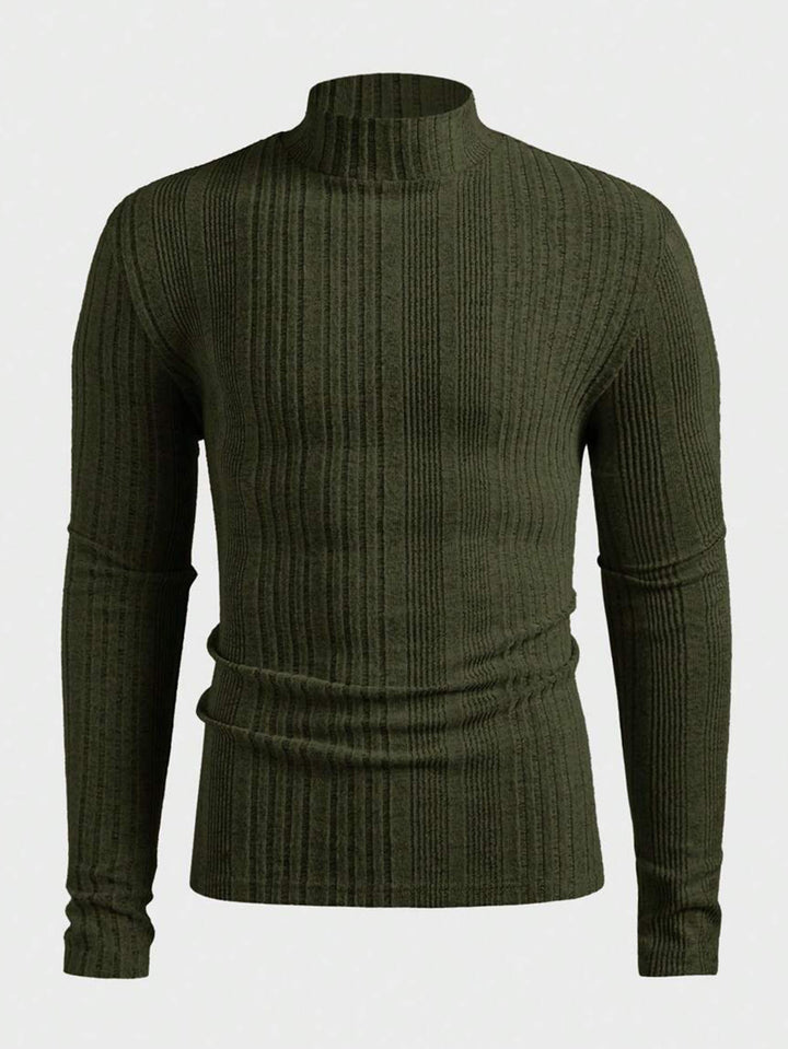 Herren Strickpullover mit hohem Kragen und Rippstruktur Drune