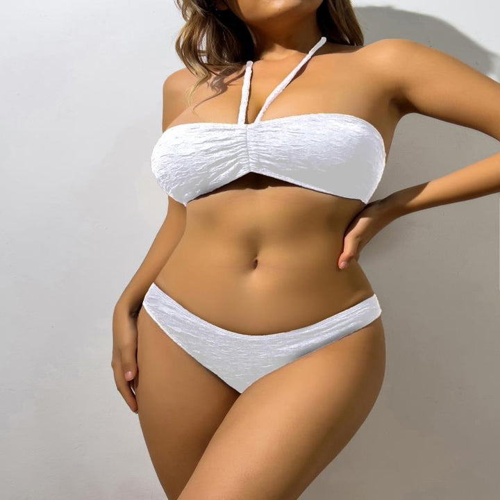 Damen Bandeau-Bikini mit elastischen Trägern und raffiniertem Wickeldetail Drune