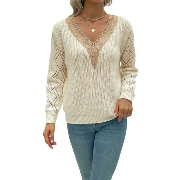 Damen Strickpullover mit V-Ausschnitt und luftigen Ärmelpartien Drune