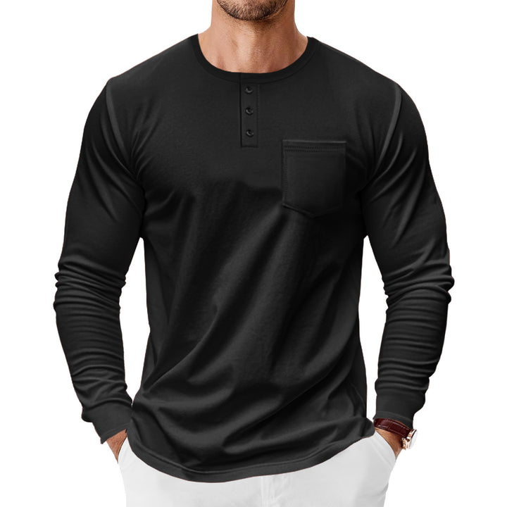 Herren Langarm-Hemden mit Knopfleiste und Brusttasche Drune