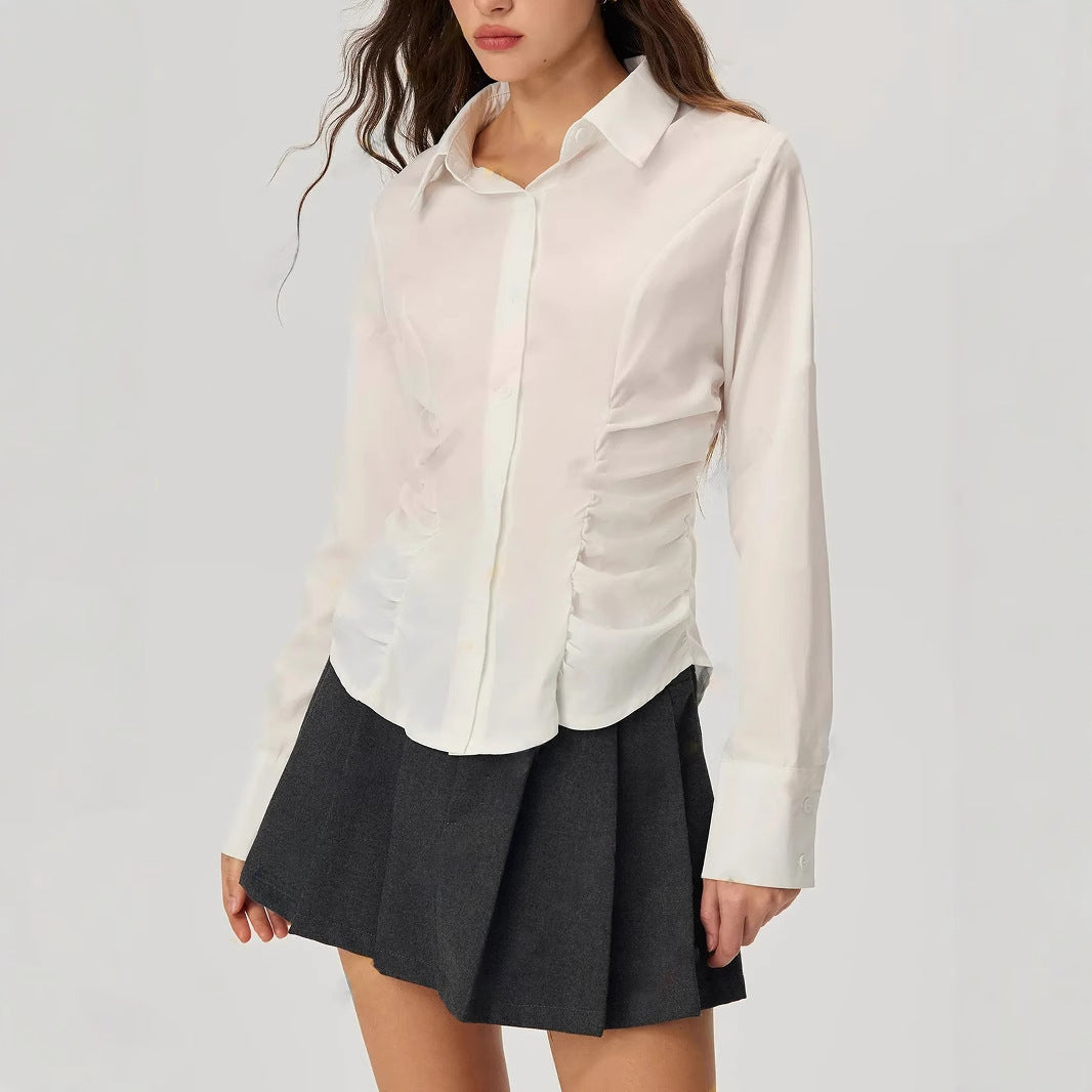 Damen elegante Bluse mit Rüschendetails Drune