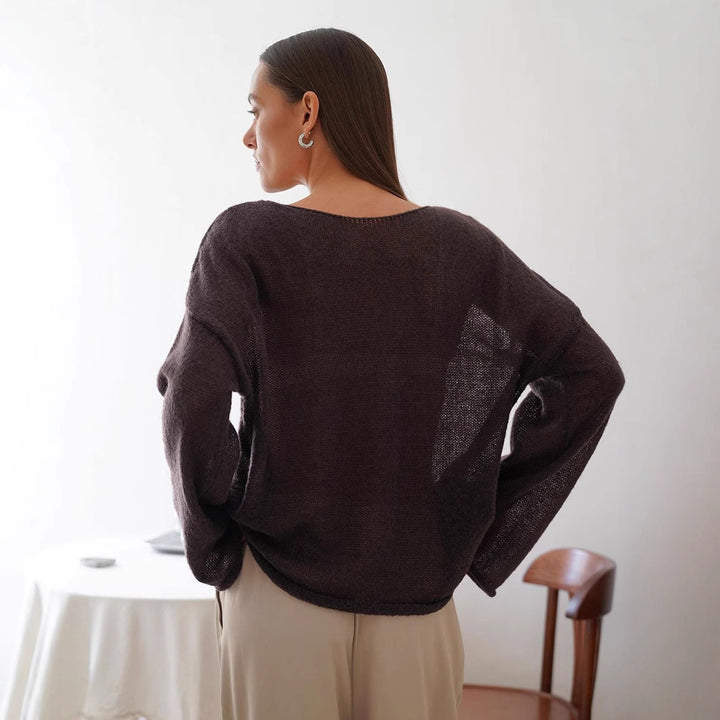 Damen lässiger Strickpullover Drune