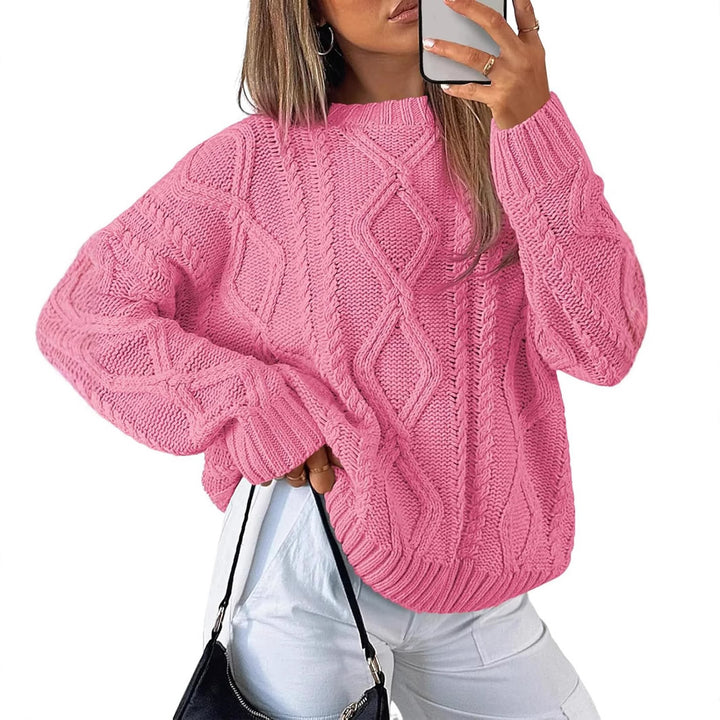 Damen Grob gestrickter Pullover mit Zopfdesign Drune