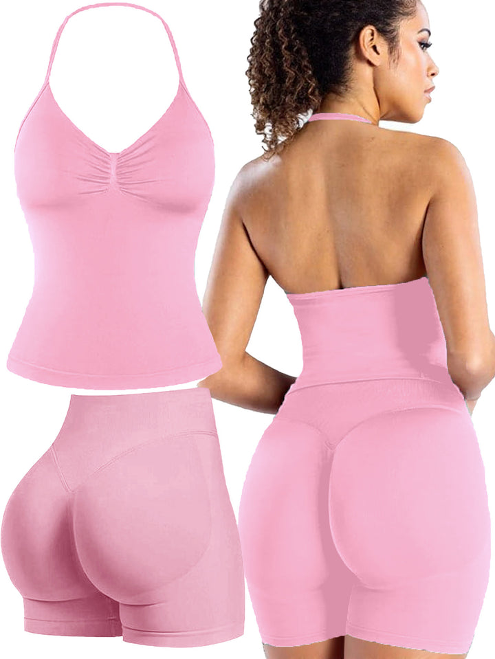 Damen Sportoberteil mit push-up Effekt und figurformenden Shorts Drune