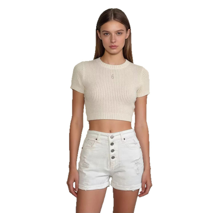 Damen cropped Denim-Jacke mit zwei Taschen Drune