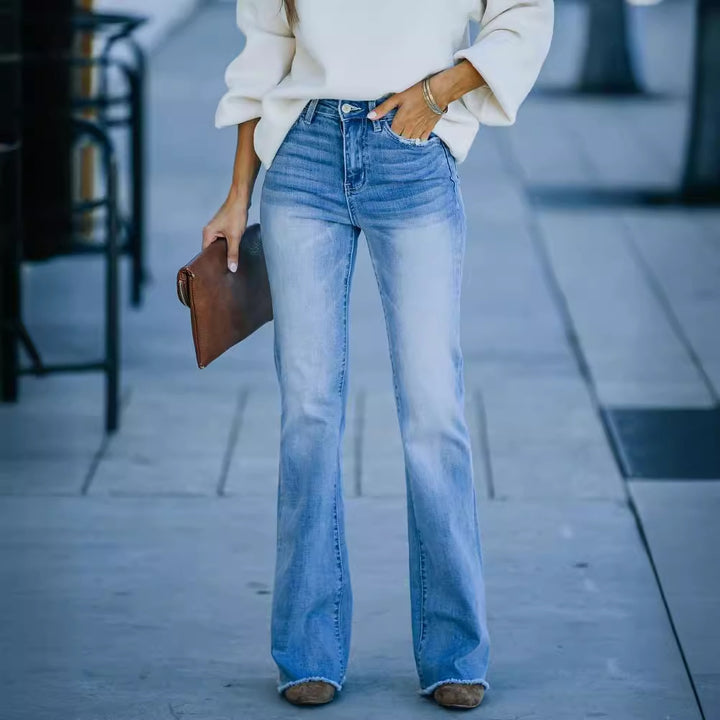 Damen Flared Jeans mit hohem Bund und modernen Vintage-Effekten Drune