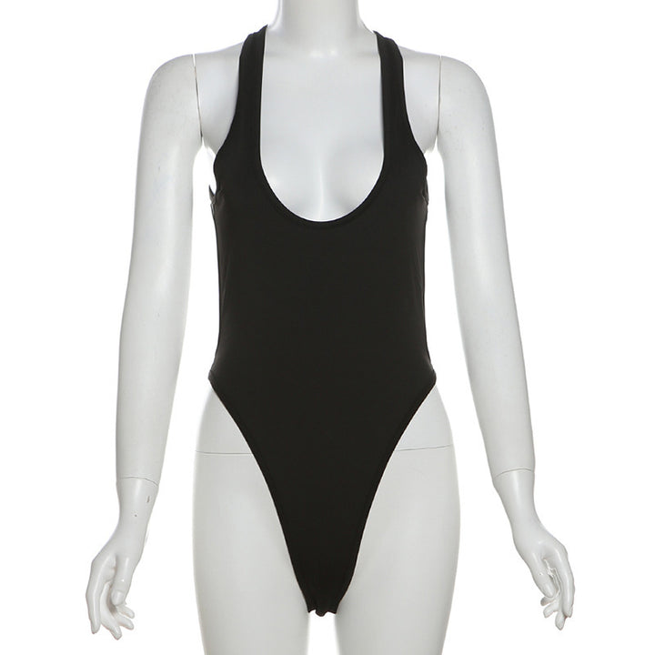 Damen Eleganter Hochschnitt Badeanzug Drune