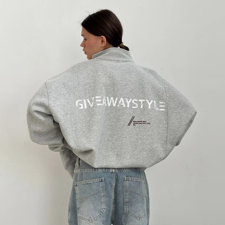 Damen Oversized Freizeitjacke mit urbanem Schriftzug Drune
