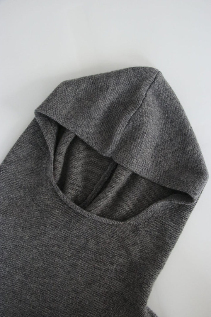Damen kuscheliger Strickpullover mit Kapuze Drune