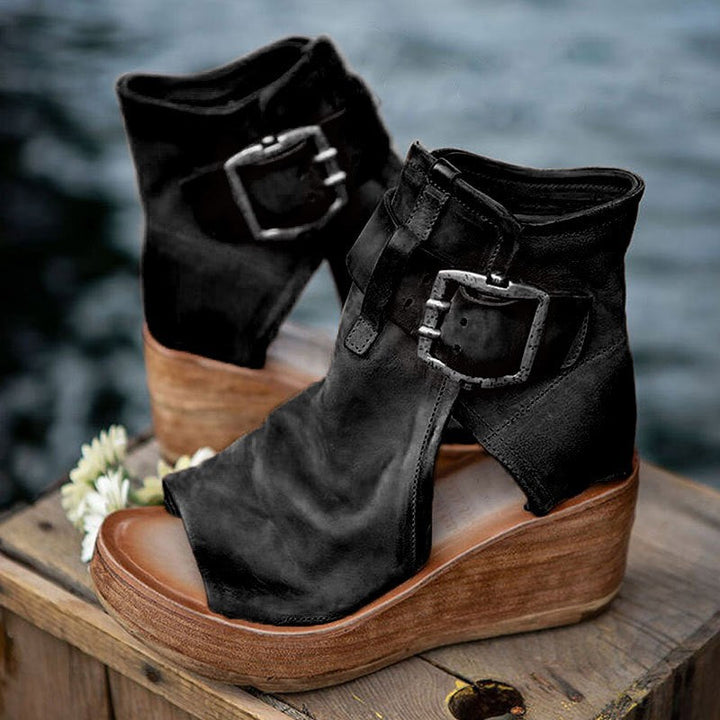 Damen Wedge-Sandaletten mit verstellbarem Schnallenverschluss und komfortablem Fußbett Drune