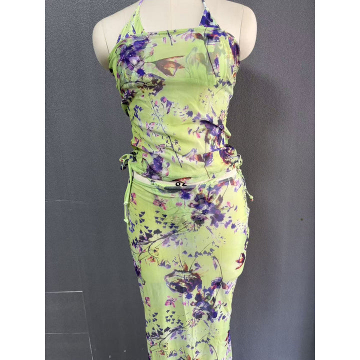 Damen Strandkleid mit modischem Wickeldesign und floralem Muster Drune