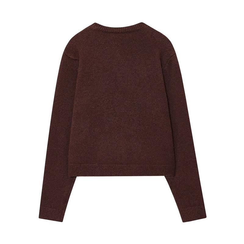 Damen kuschelige Strickjacke mit klassischen Knöpfen und Rundhalsausschnitt Drune
