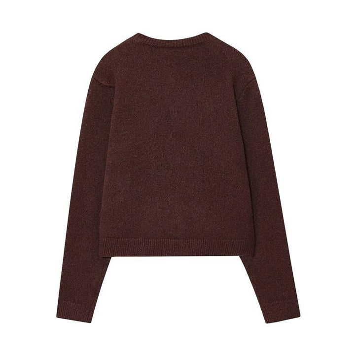 Damen kuschelige Strickjacke mit klassischen Knöpfen und Rundhalsausschnitt Drune