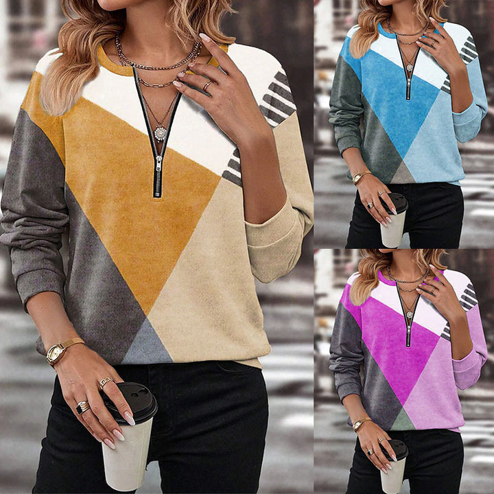 Damen Sportlicher Pullover mit Reißverschluss Drune