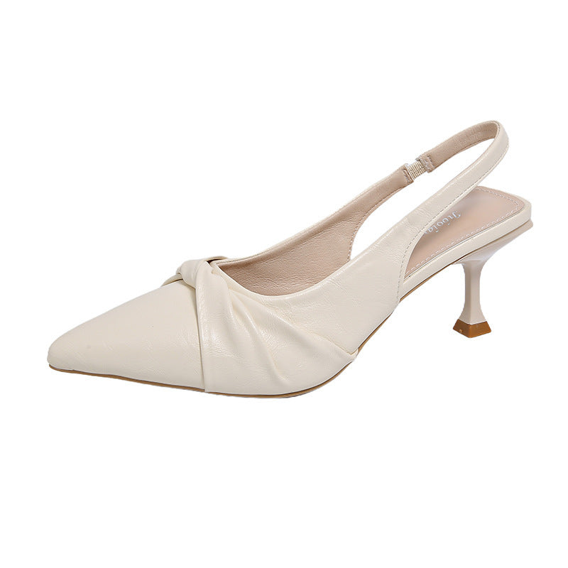 Damen Elegante Spitzen-Toe Slingback Absätze mit dekorativem Knoten Drune