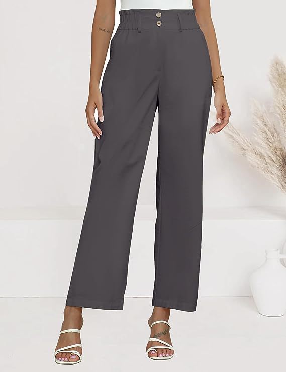 Damen weite Palazzo-Hosen mit elastischem Bund und praktischen Knopfdetails Drune