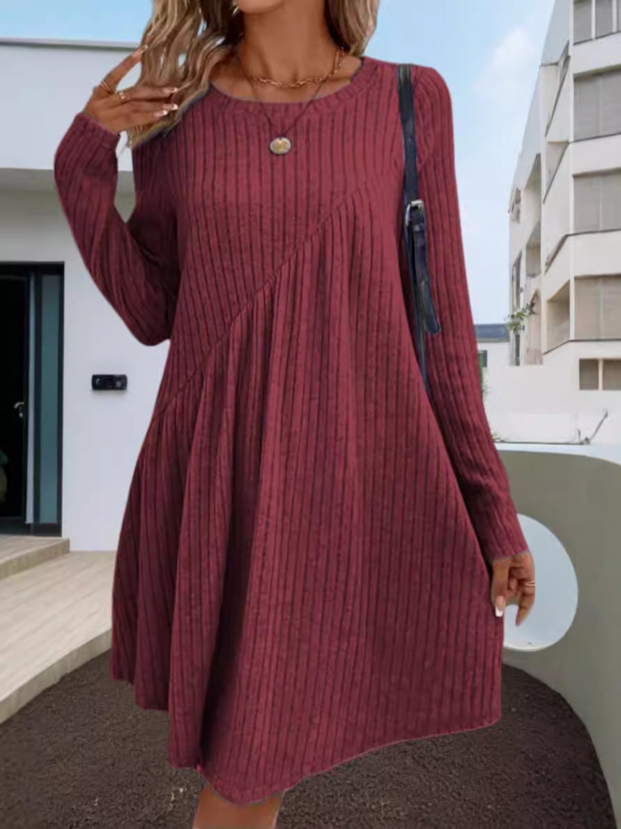 Damen lässiges Ripp-Kleid mit asymmetrischem Design Drune