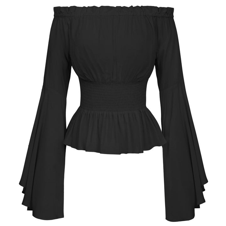 Damen Hemdbluse mit schulterfreiem Design und voluminösen Ärmeln Drune