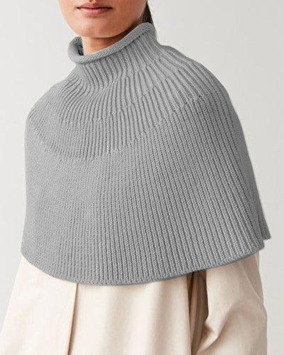 Damen Strick-Cape mit hohem Kragen und feiner Rippstruktur Drune