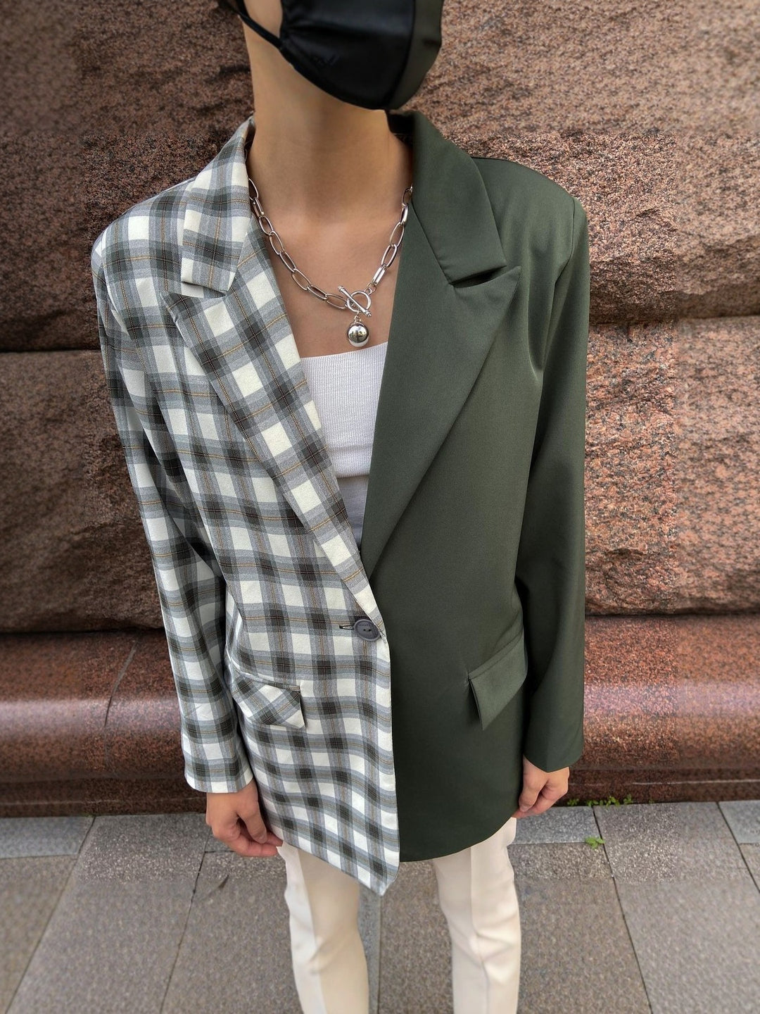 Damen Karierter Blazer mit weichem Schnitt Drune