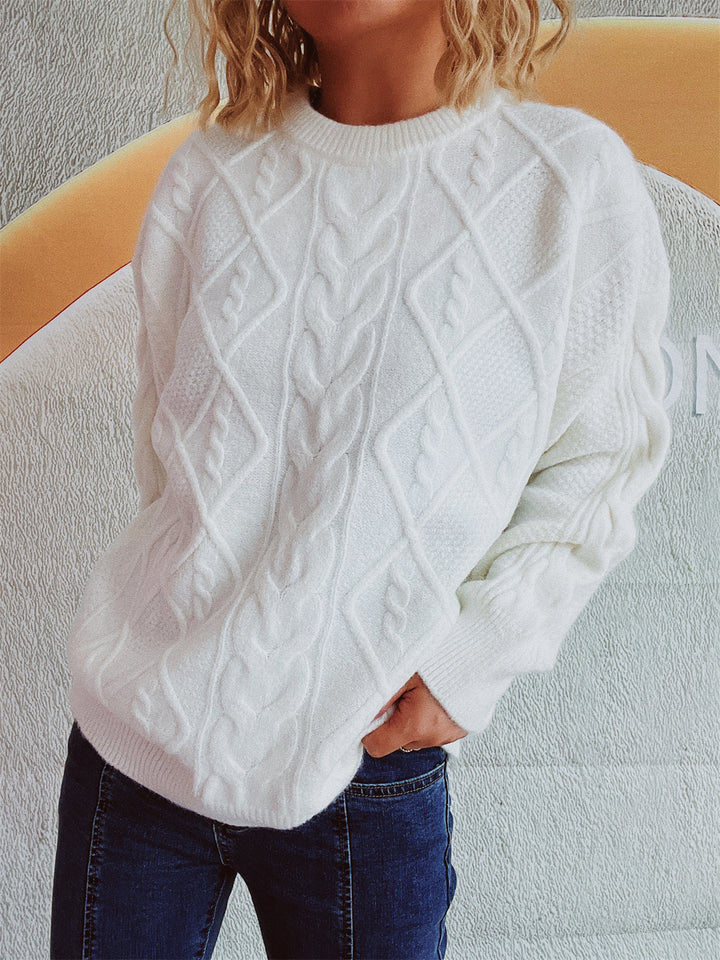 Damen Grobstrukturierter Strickpullover mit Zopf-Design Drune