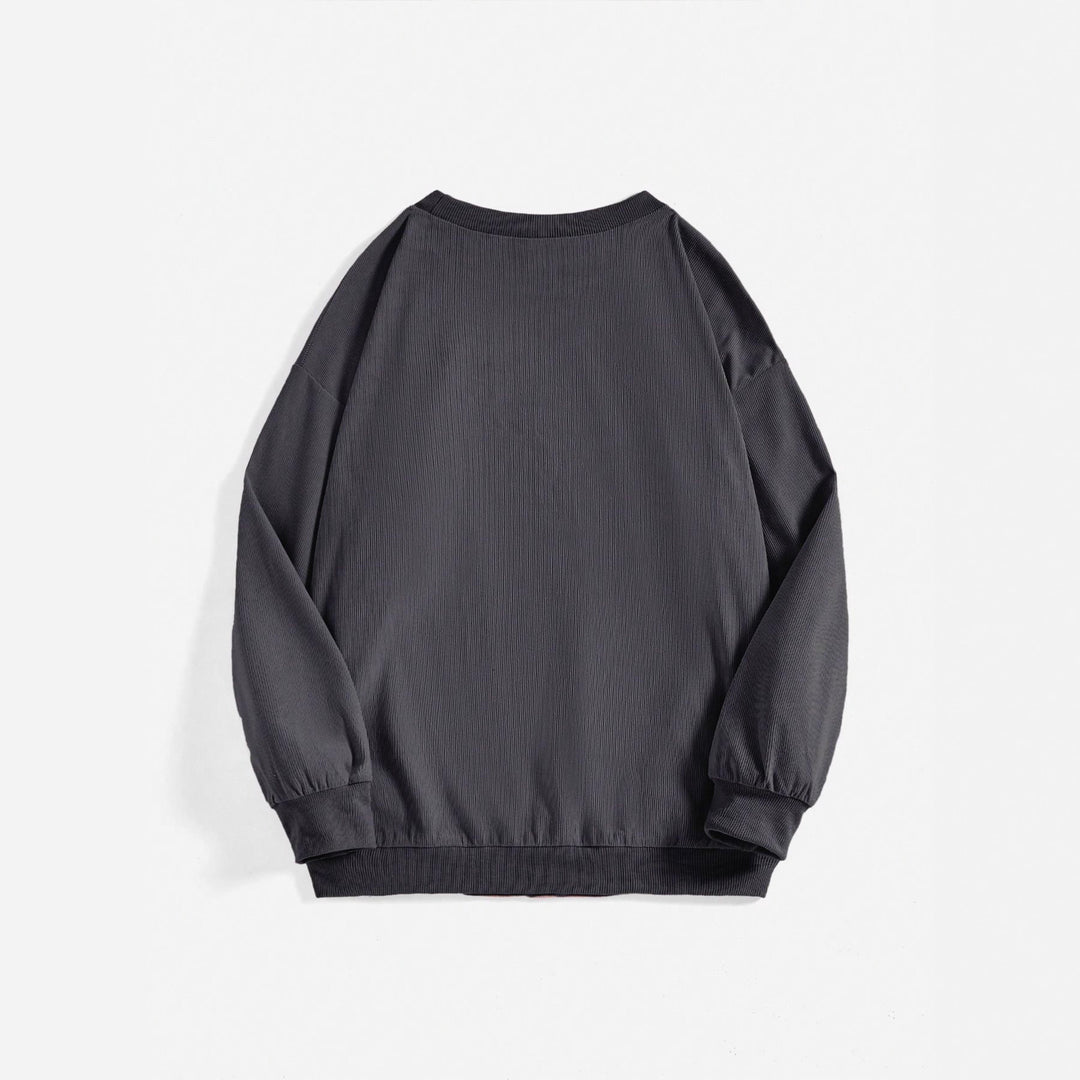 Damen lässiger Oversize Pullover mit Statement-Druck und Rippstruktur Drune
