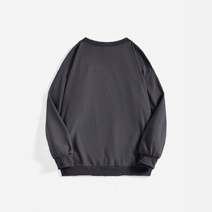 Damen lässiger Oversize Pullover mit Statement-Druck und Rippstruktur Drune