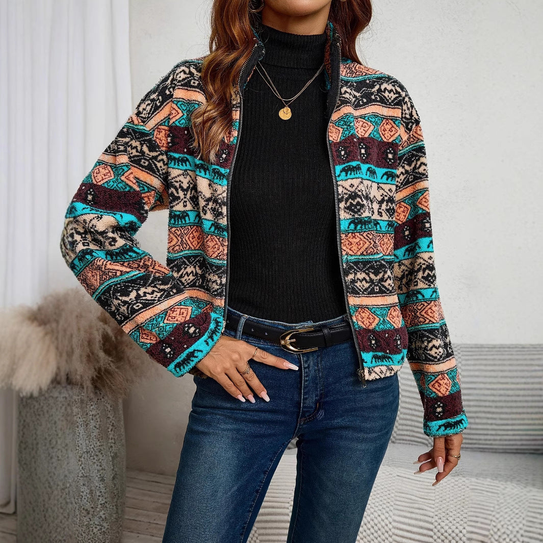 Damen Fleecejacke mit geometrischem Muster Drune