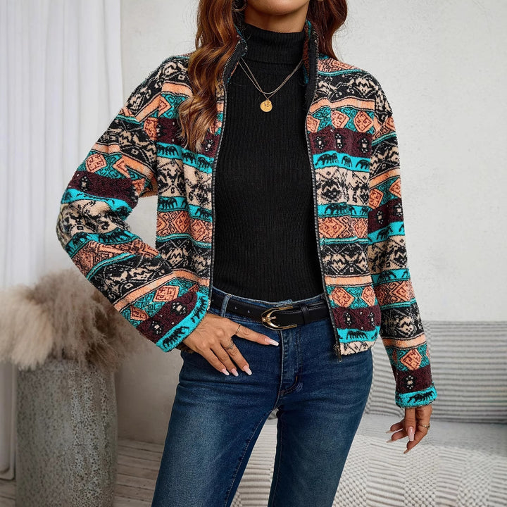Damen Fleecejacke mit geometrischem Muster Drune