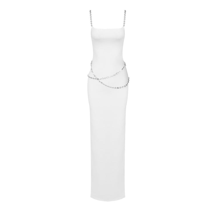 Damen Elegantes Maxikleid mit dekorativem Kettenakzent Drune