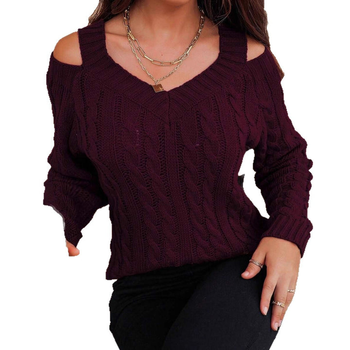 Damen Pullover mit Kalt-Schulter und strukturiertem Zopfmuster Drune