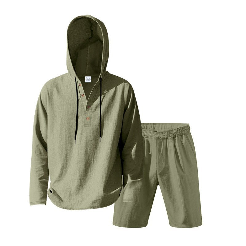 Herren lässiges Kapuzenshirt mit kurzer Hose im entspannten Stil Drune