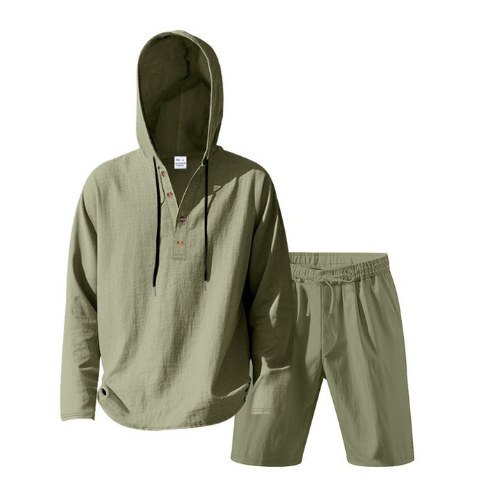 Herren lässiges Kapuzenshirt mit kurzer Hose im entspannten Stil Drune