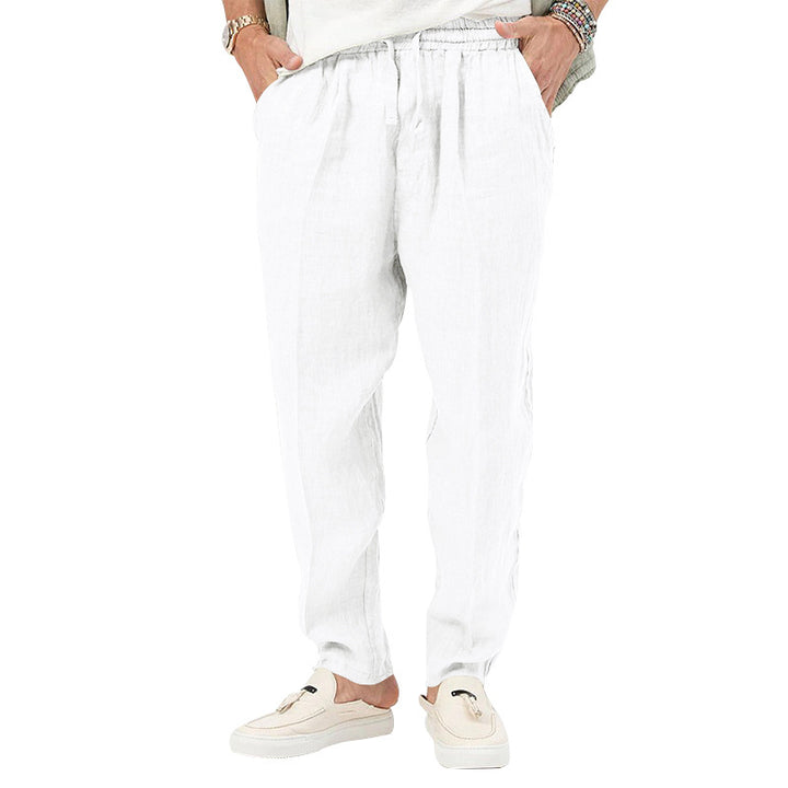 Herren nan leichte Leinenhose mit elastischem Bund und seitentaschen lässiger Schnitt Drune