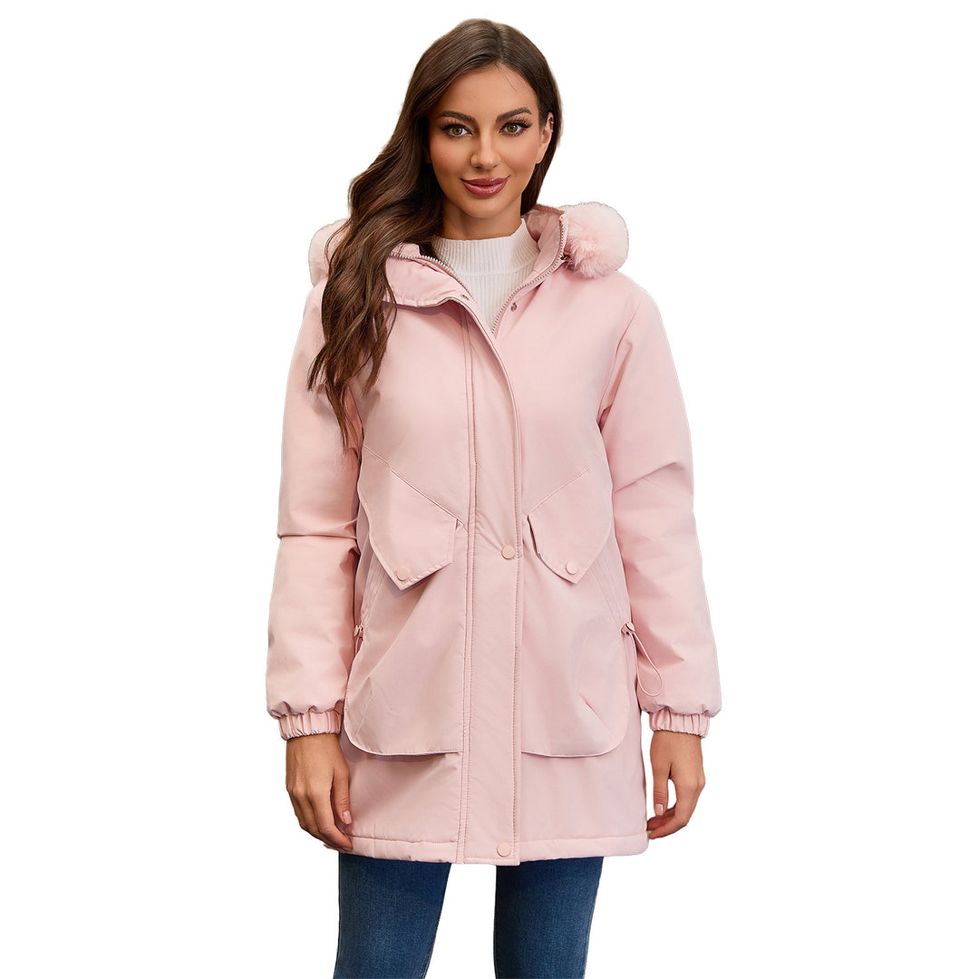Damen wasserabweisende Parkajacke mit kuscheligem Kunstfellkragen Drune