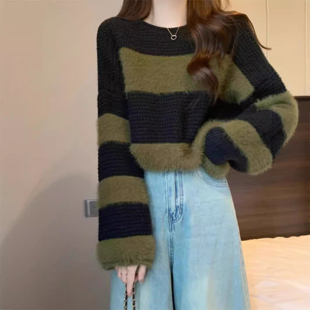 Damen Pullover mit breiten Streifen und lockerem Schnitt Drune